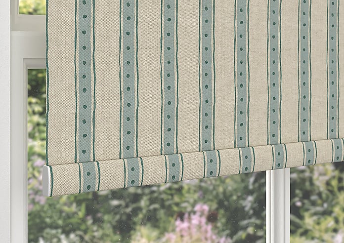 Emily Bond Block Printed Stripe, Blue & Green - Roller Blind - Image 4